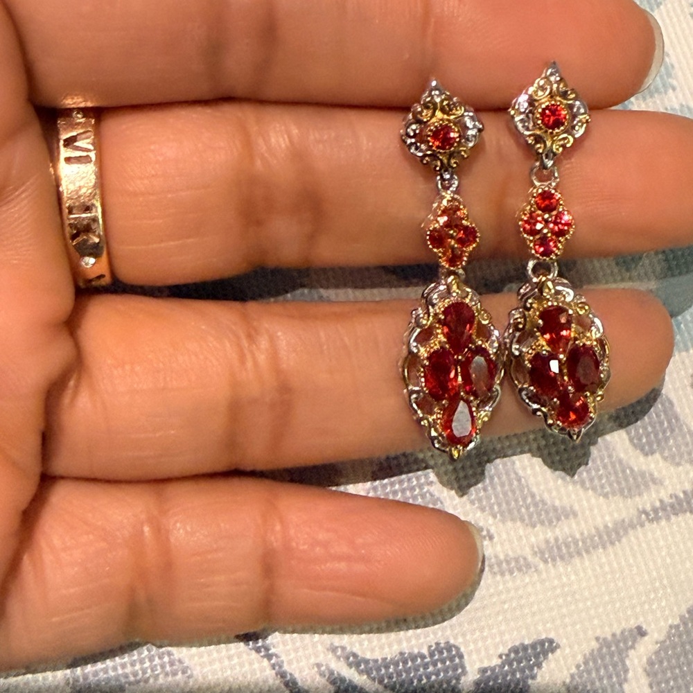 Genuine Rubellite Sterling Silver 925 Earrings - Picture 6 of 8